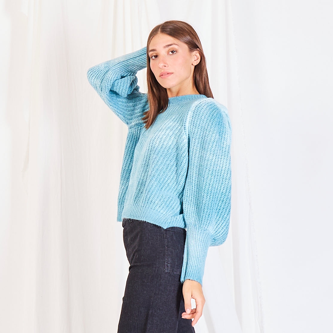 MOHAIR SWEATER WITH PUFF SLEEVES