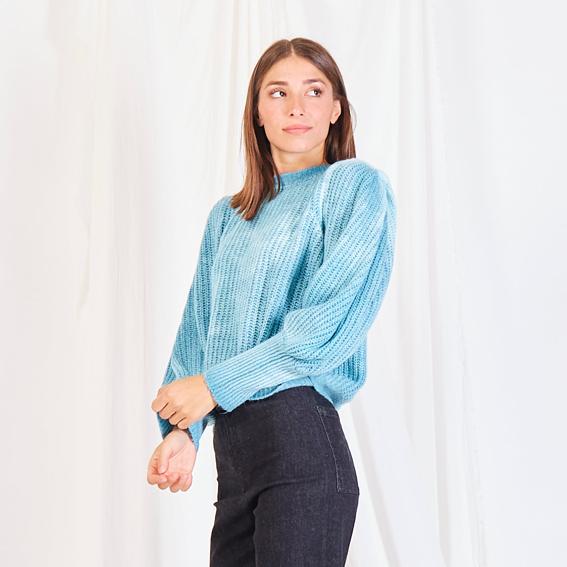 MOHAIR SWEATER WITH PUFF SLEEVES