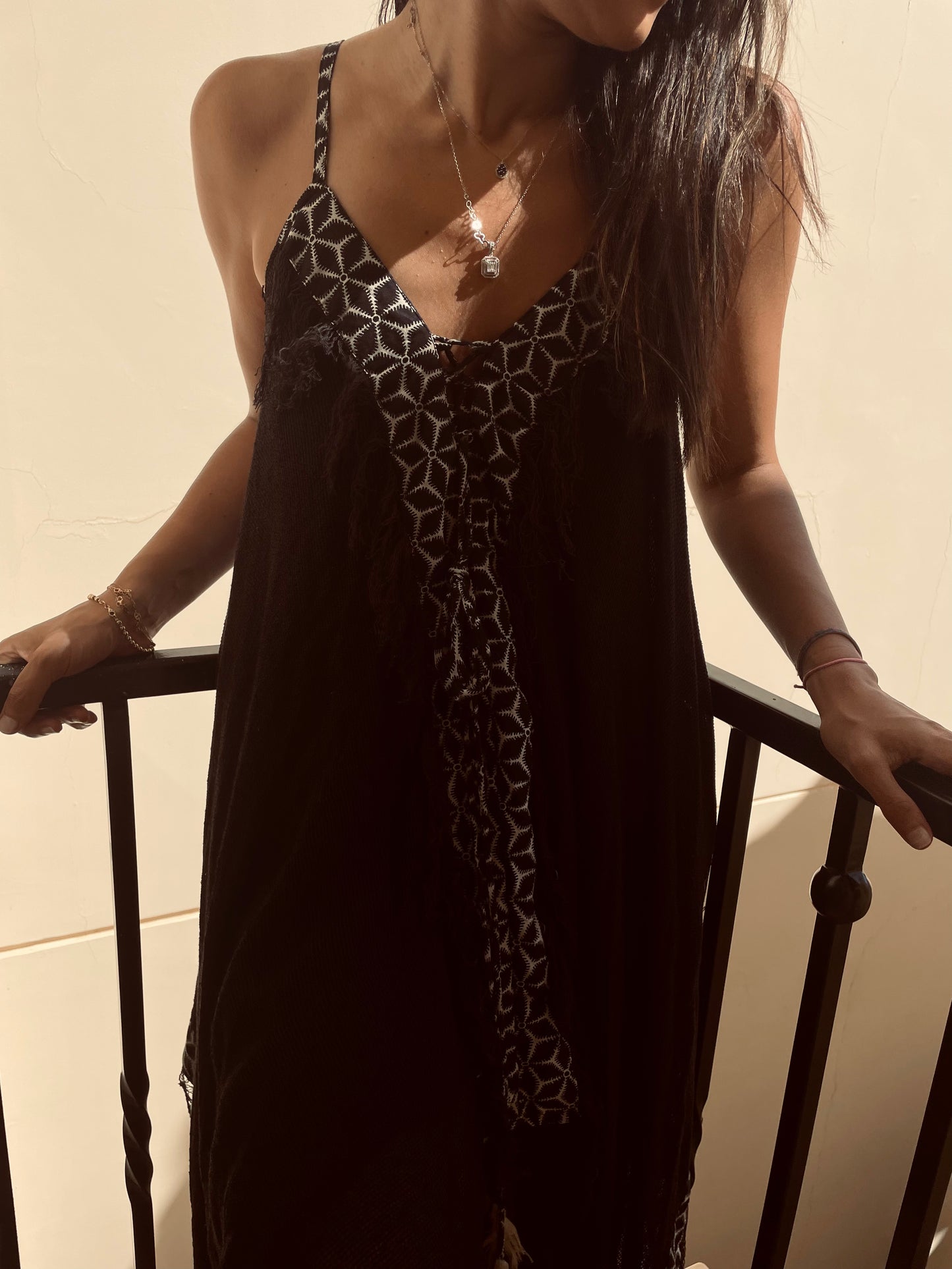 WHISPERING WINDS BOHO DRESS - BLACK