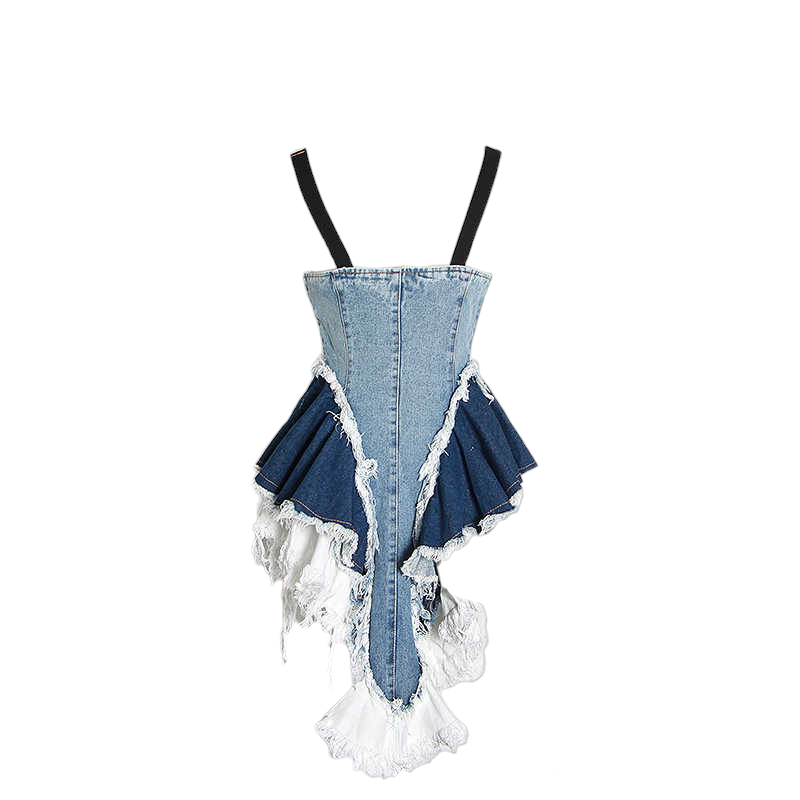 RUFFLED DENIM TOP