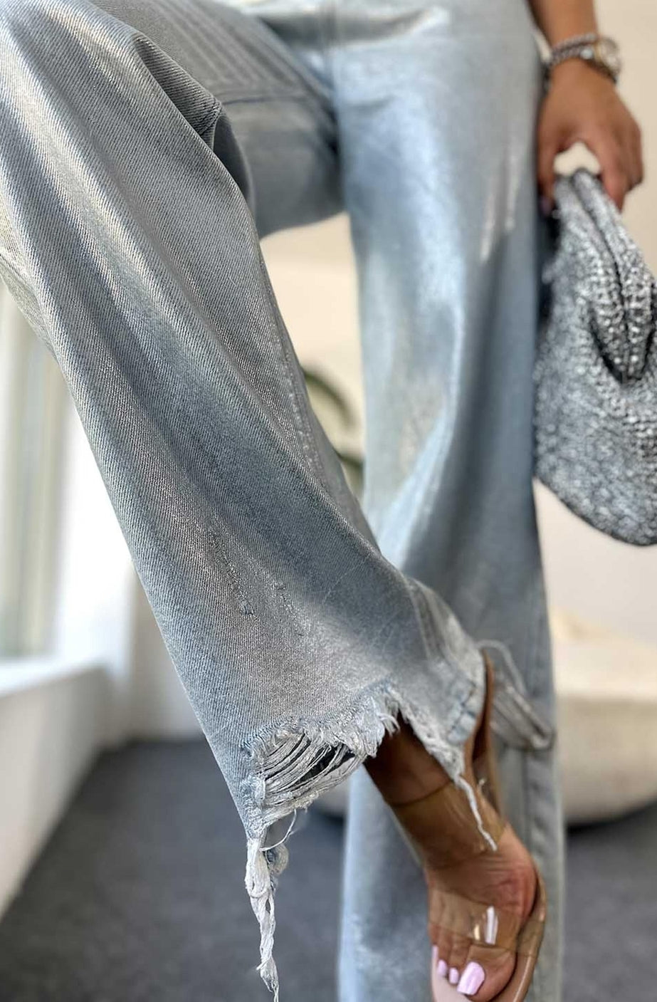 METALLIC SILVER DENIM