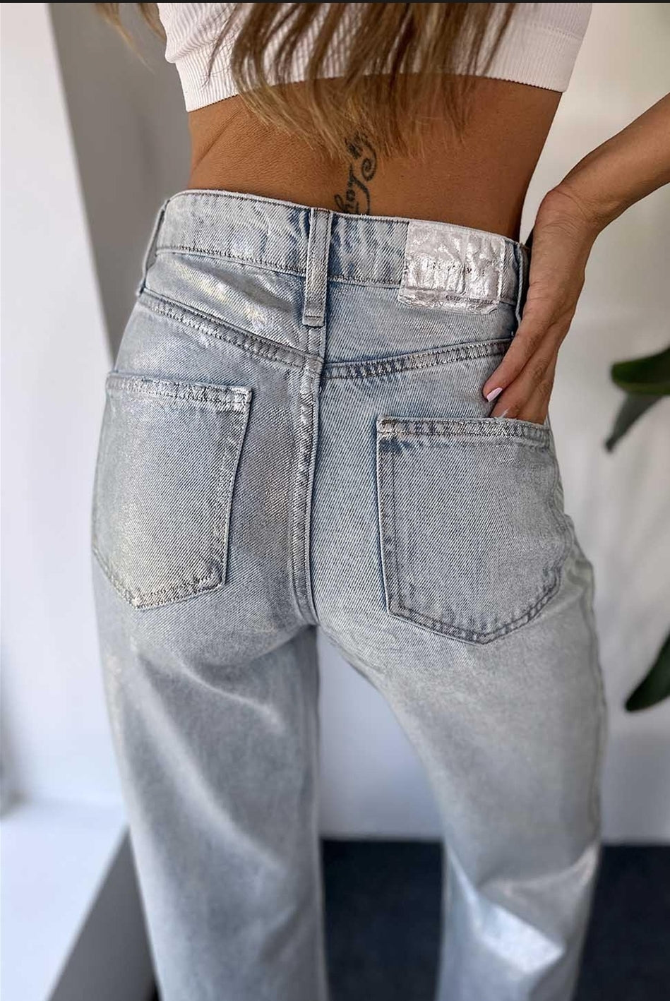 METALLIC SILVER DENIM