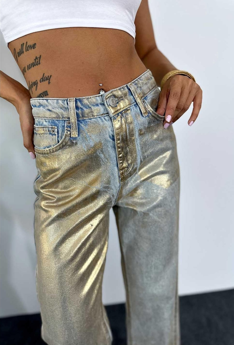 METALLIC GOLD DENIM