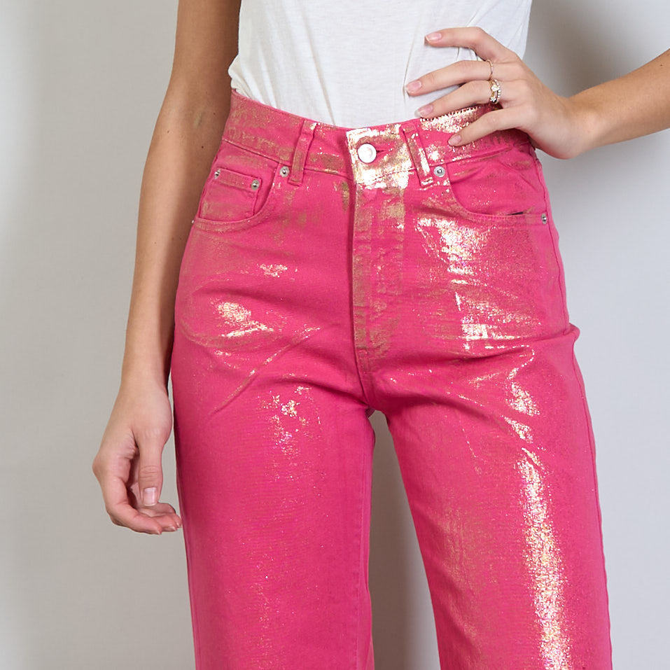 METALLIC PINK DENIM