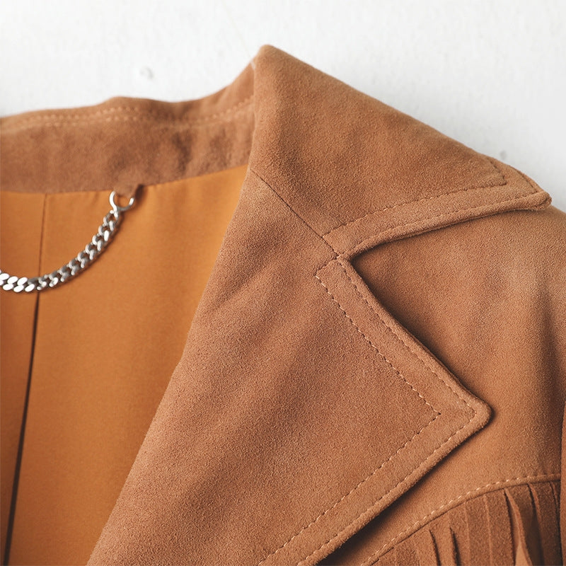 RUSTIC CHARM FRINGE GENUINE SUEDE JACKET