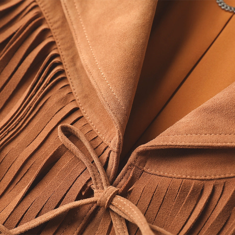 RUSTIC CHARM FRINGE GENUINE SUEDE JACKET