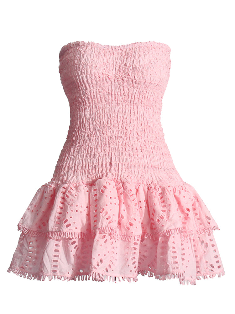 SANTORINI BREEZE EYELET MINI DRESS