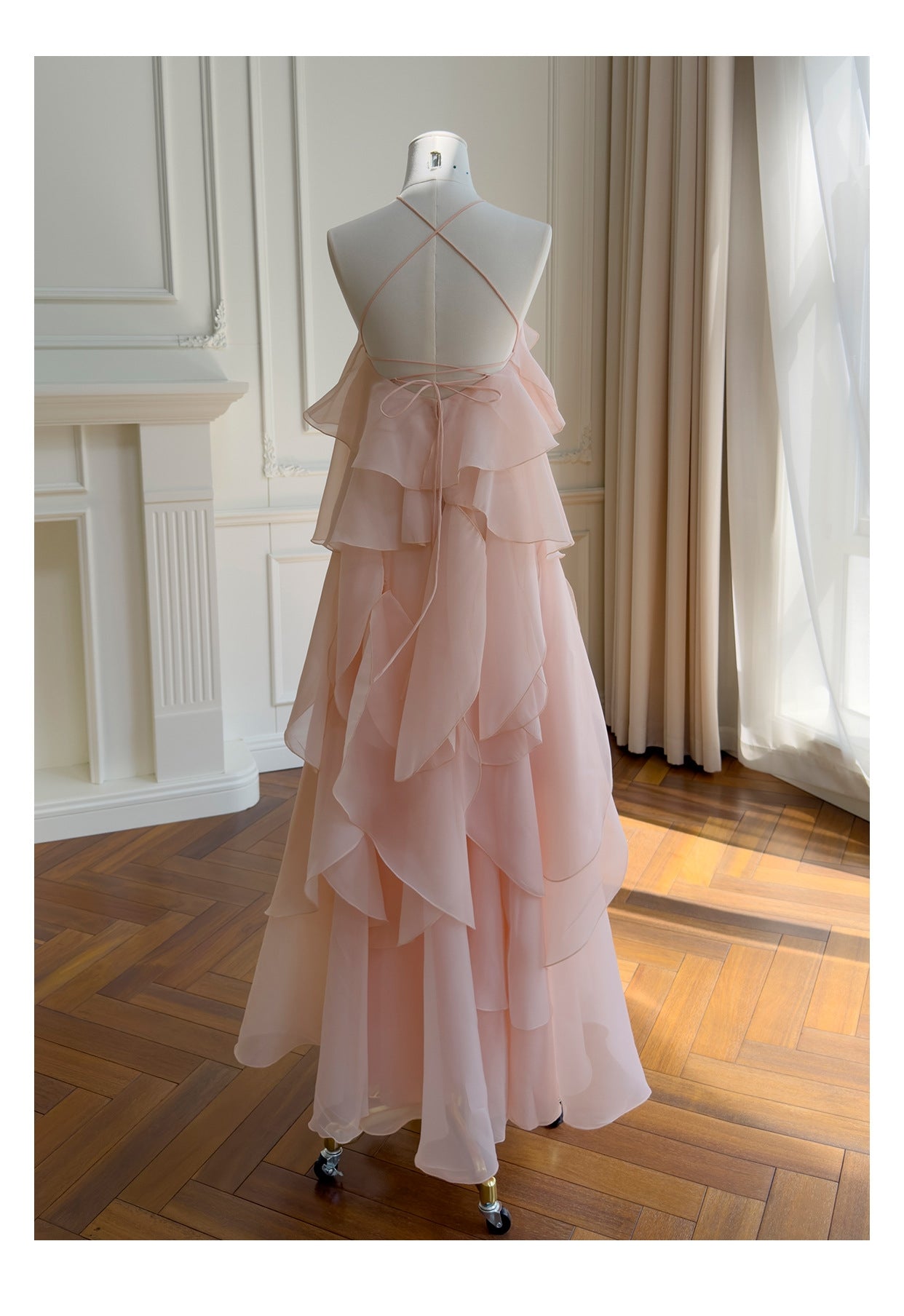 AVELINE RUFFLE DRESS - LIGHT PINK