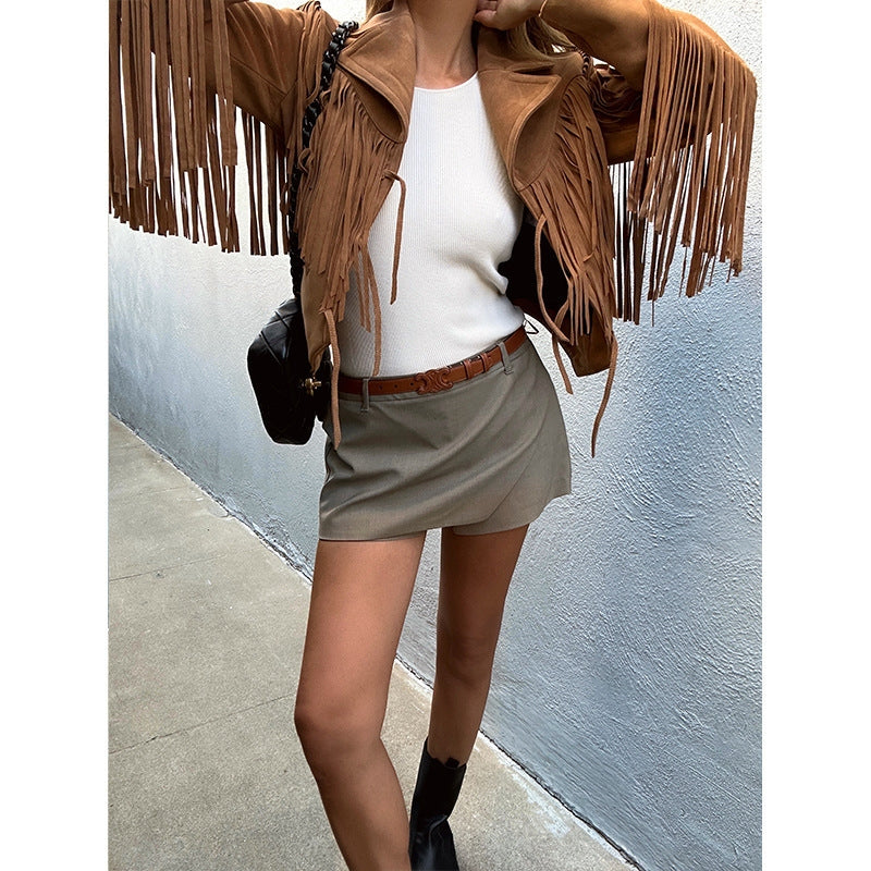 RUSTIC CHARM FRINGE GENUINE SUEDE JACKET