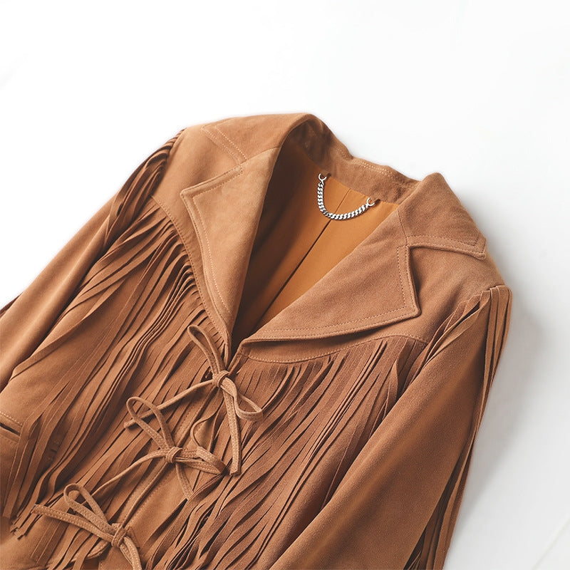 RUSTIC CHARM FRINGE GENUINE SUEDE JACKET