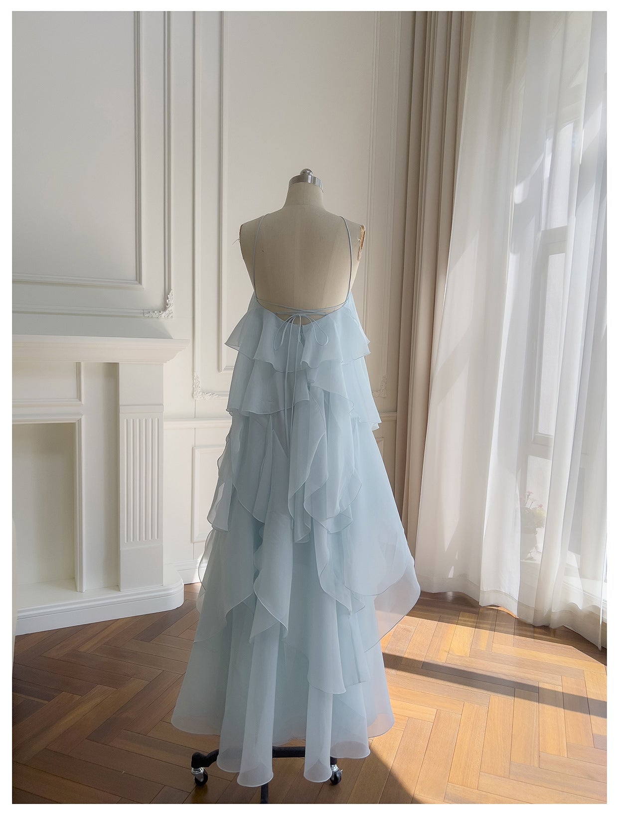 AVELINE RUFFLE DRESS - BLUE