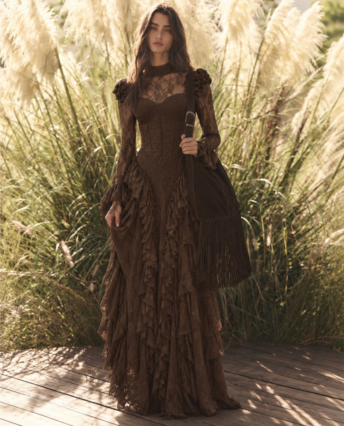 LOST IN THE MOMENT DRESS - BROWN