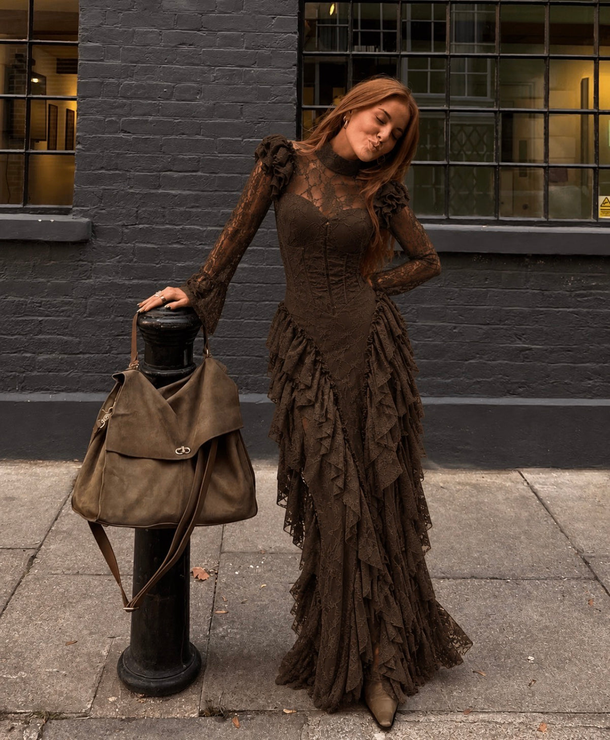 LOST IN THE MOMENT DRESS - BROWN
