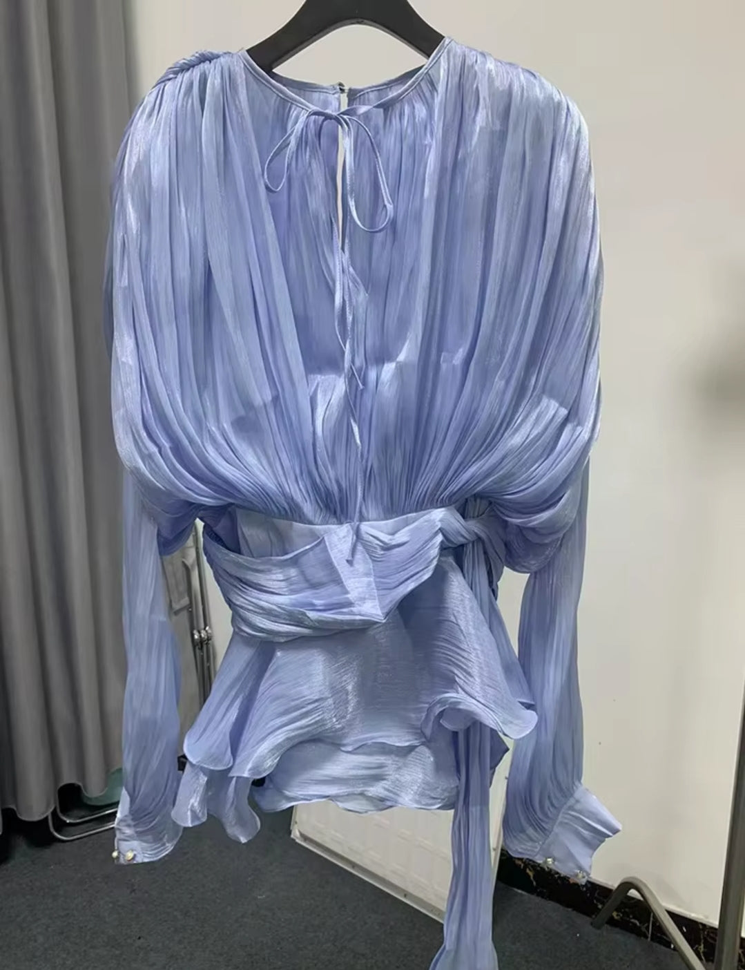 SUNSET WHISPER PLEATED MINI DRESS