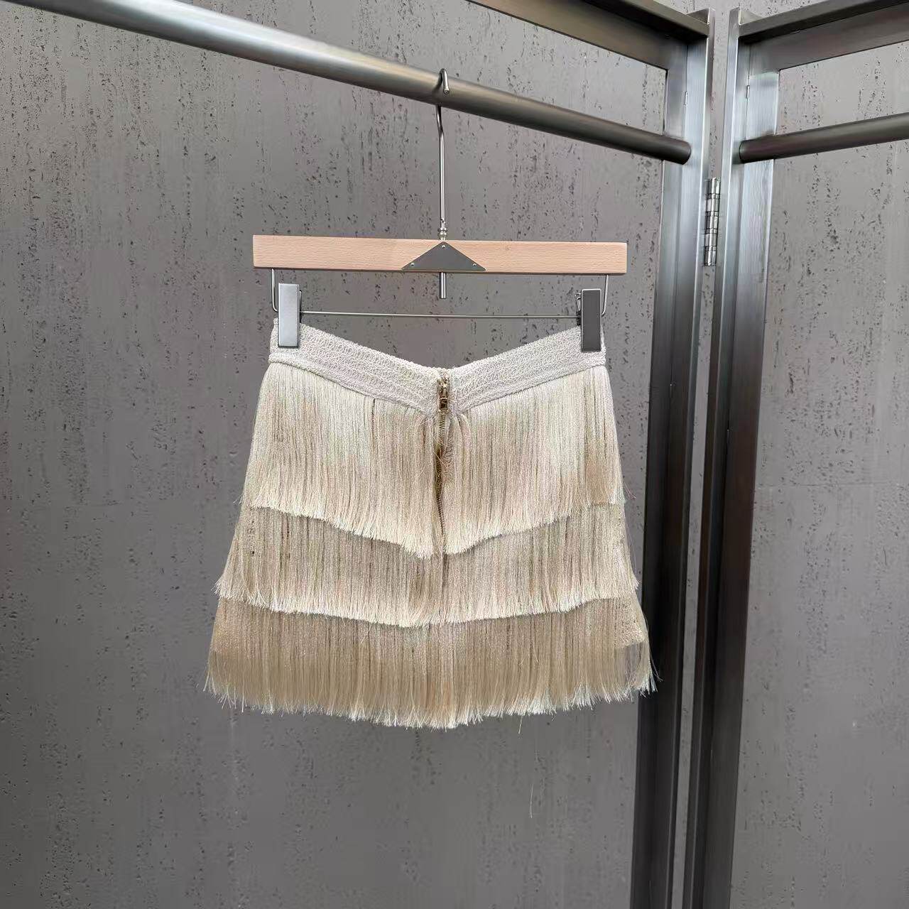 IVORY CASCADE FRINGE SKIRT