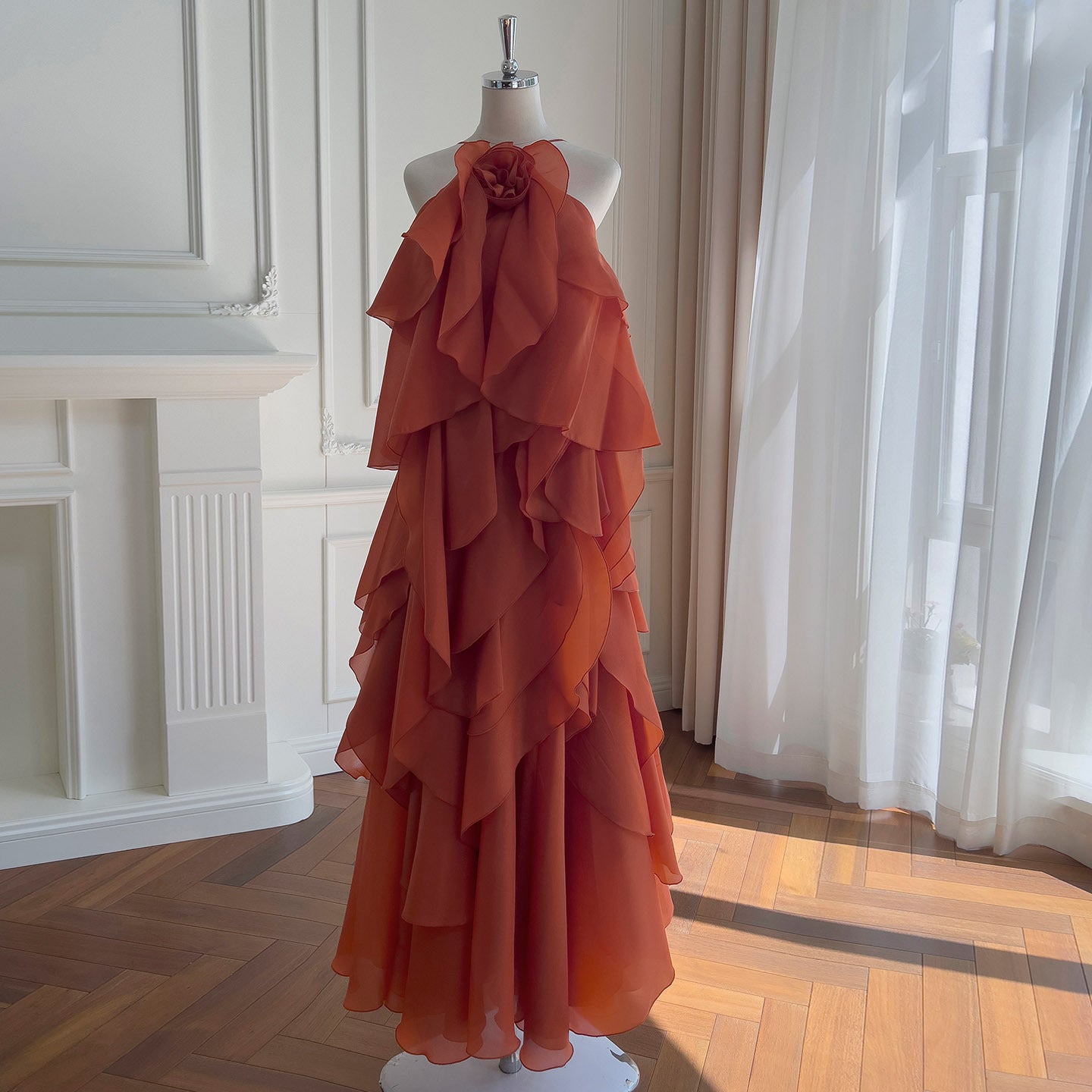 AVELINE RUFFLE DRESS - ORANGE