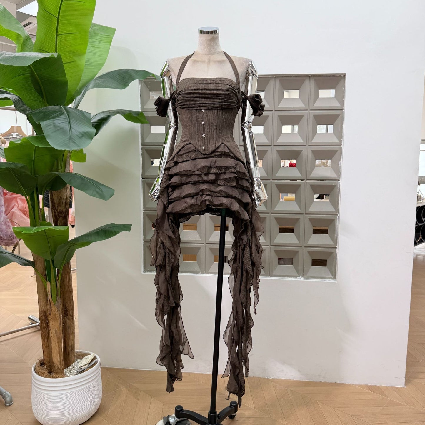 AVELINE RUFFLE SET - BROWN