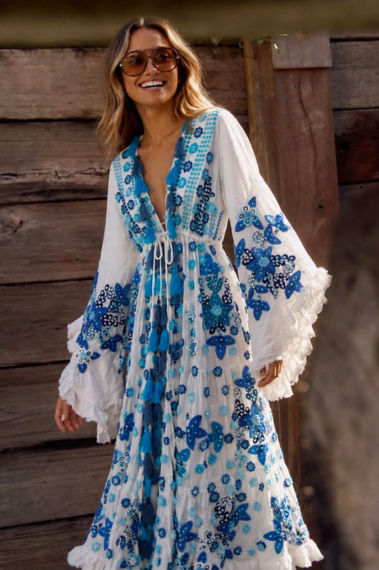LAGUNA EMBELLISHED KIMONO - IVORY
