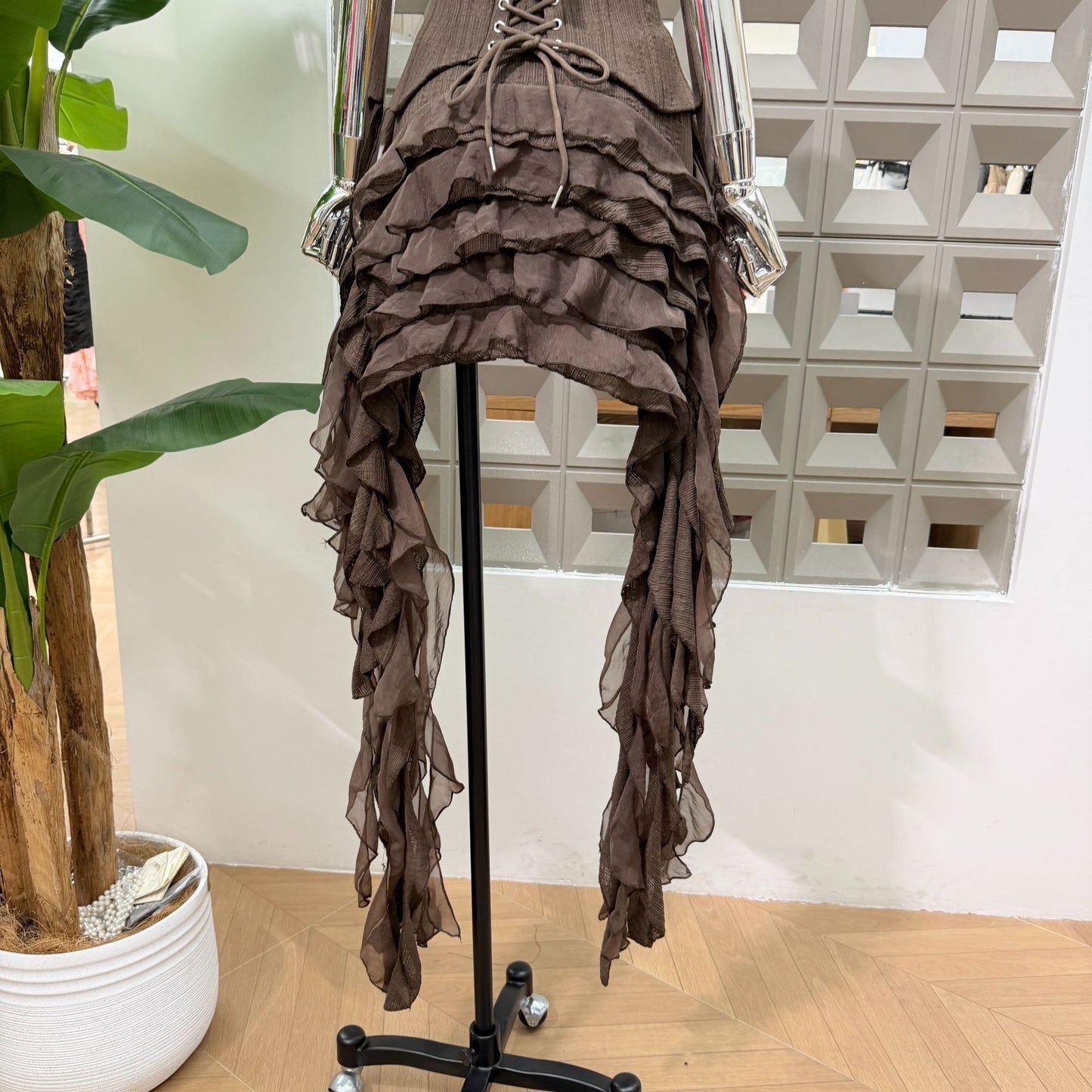 AVELINE RUFFLE SET - BROWN