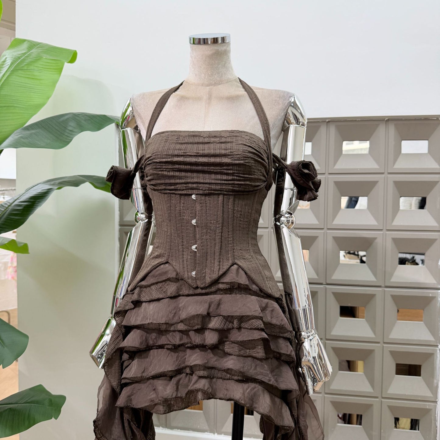 AVELINE RUFFLE SET - BROWN