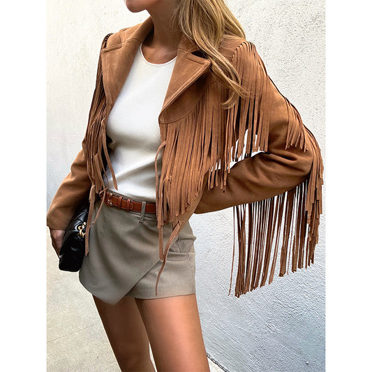 RUSTIC CHARM FRINGE GENUINE SUEDE JACKET