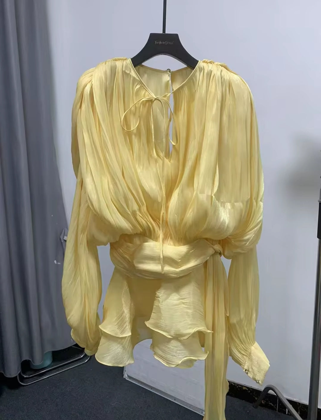 SUNSET WHISPER PLEATED MINI DRESS