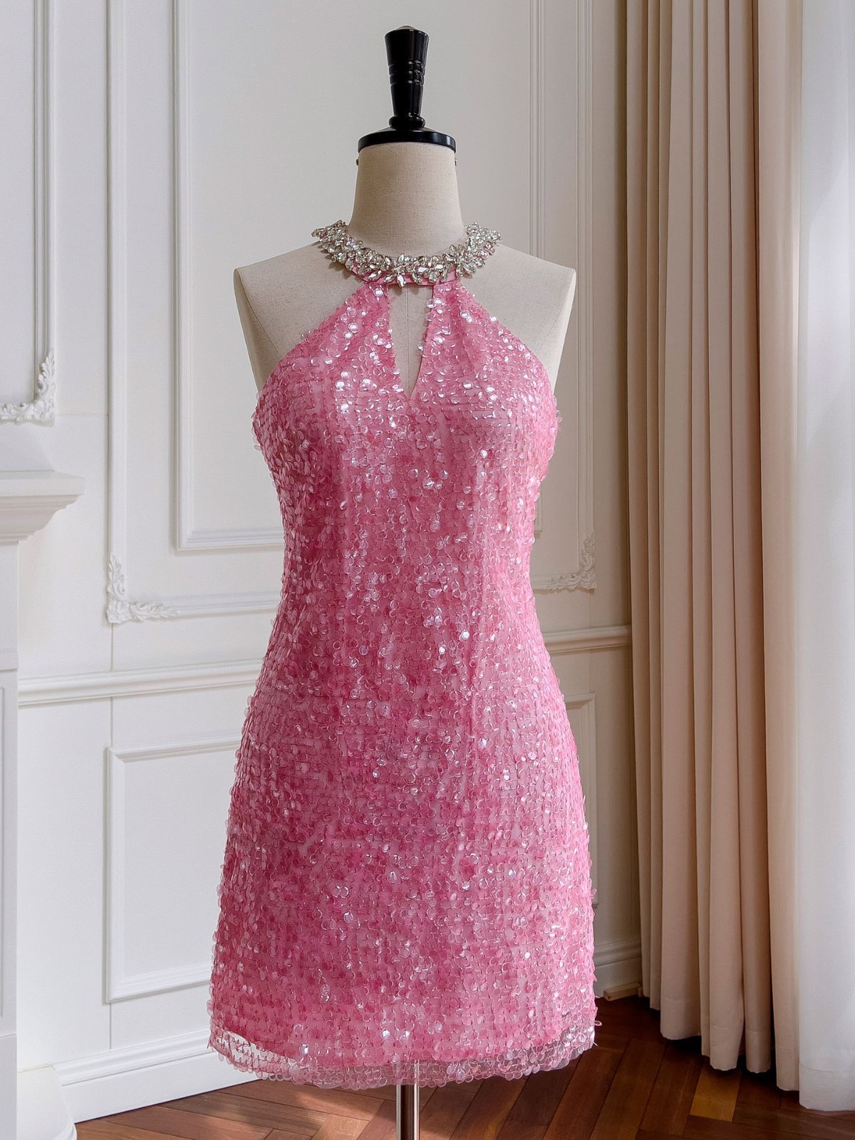 ROSÉ CRYSTAL MINI DRESS