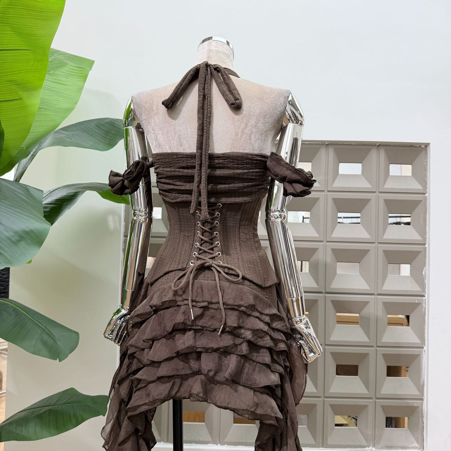 AVELINE RUFFLE SET - BROWN