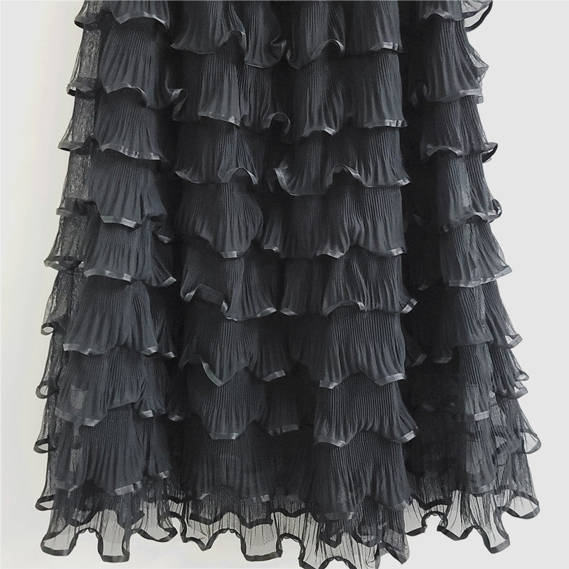 THE CELESTE RUFFLE SKIRT - BLACK