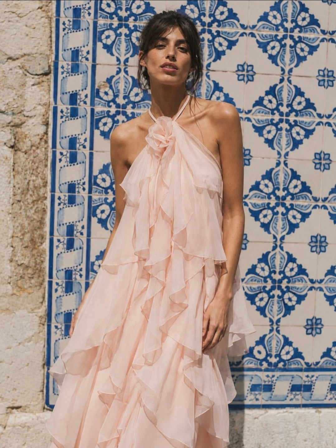 AVELINE RUFFLE DRESS - LIGHT PINK