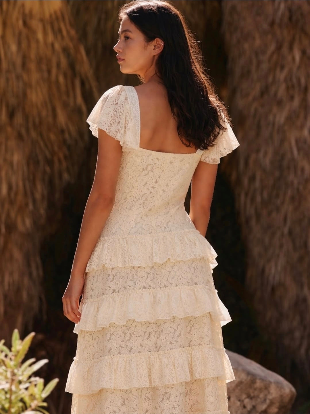 CELESTINE EMBELLISHED RUFFLE MAXI DRESS