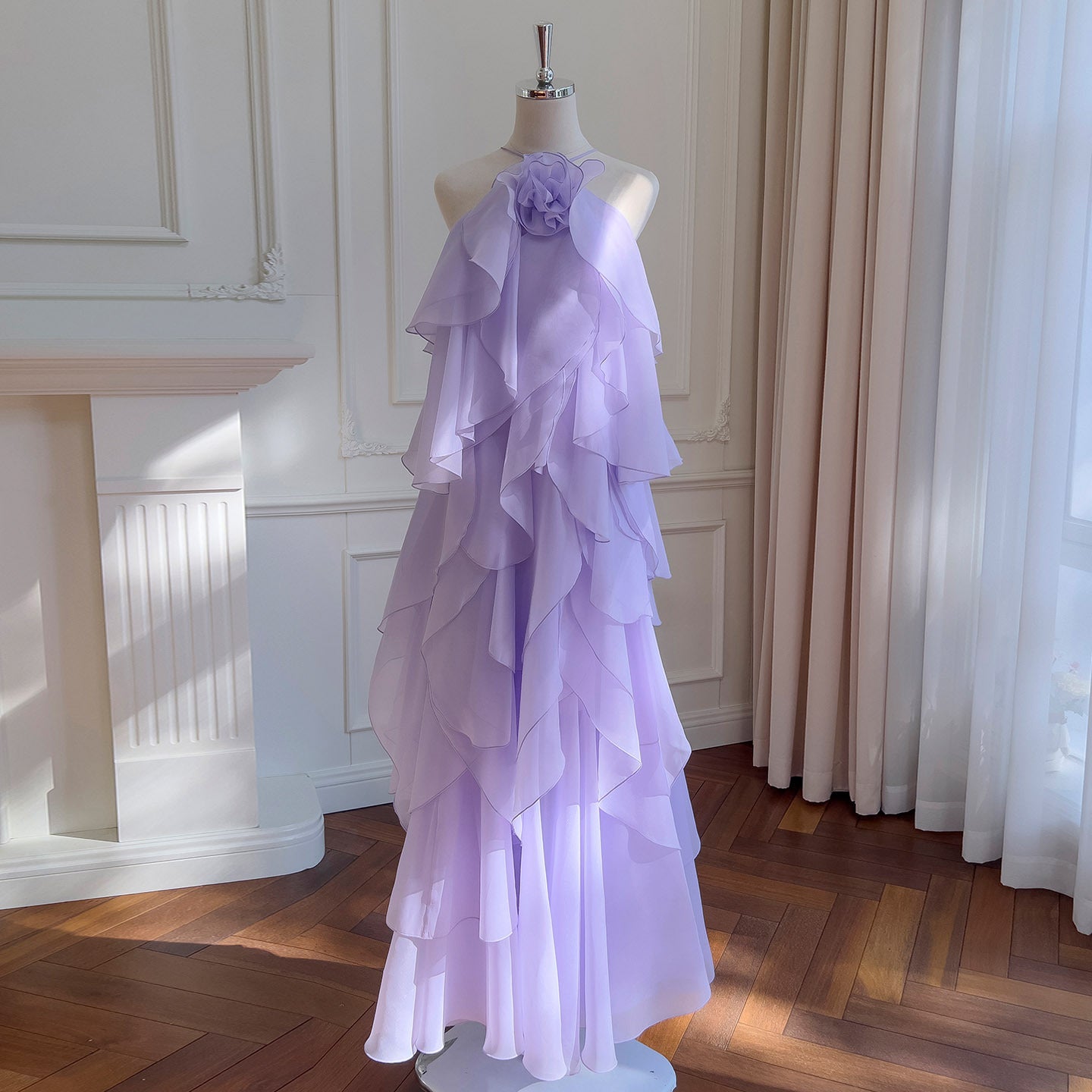 AVELINE RUFFLE DRESS - PURPLE