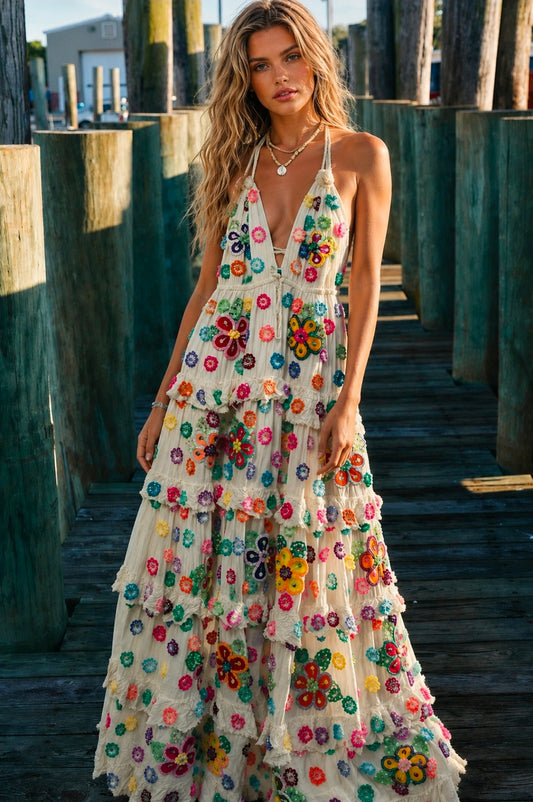 PETAL MOSAIC EMBELLISHED MAXI