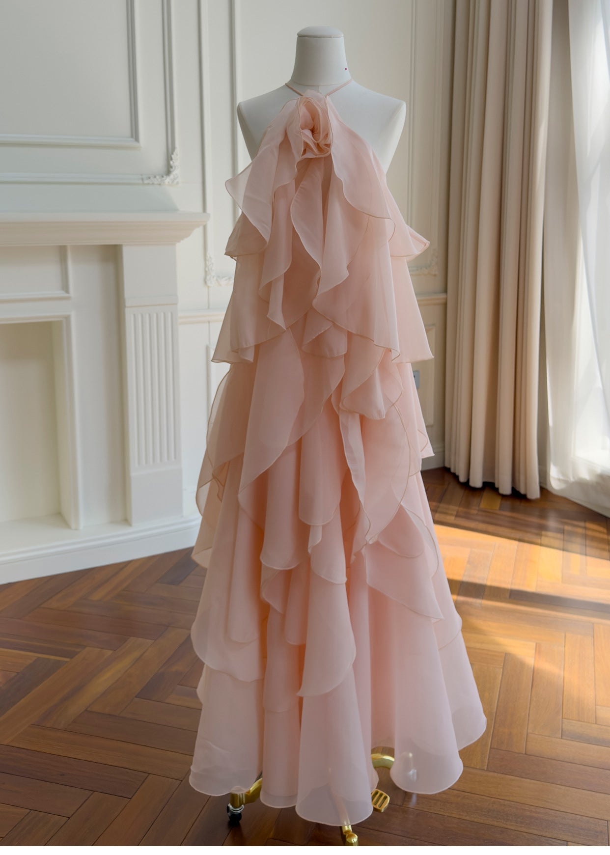 AVELINE RUFFLE DRESS - LIGHT PINK