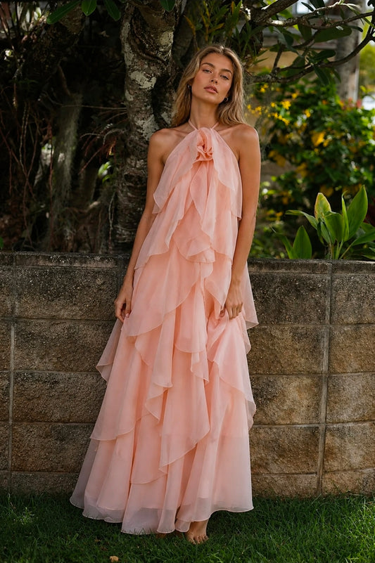 AVELINE RUFFLE DRESS - LIGHT PINK
