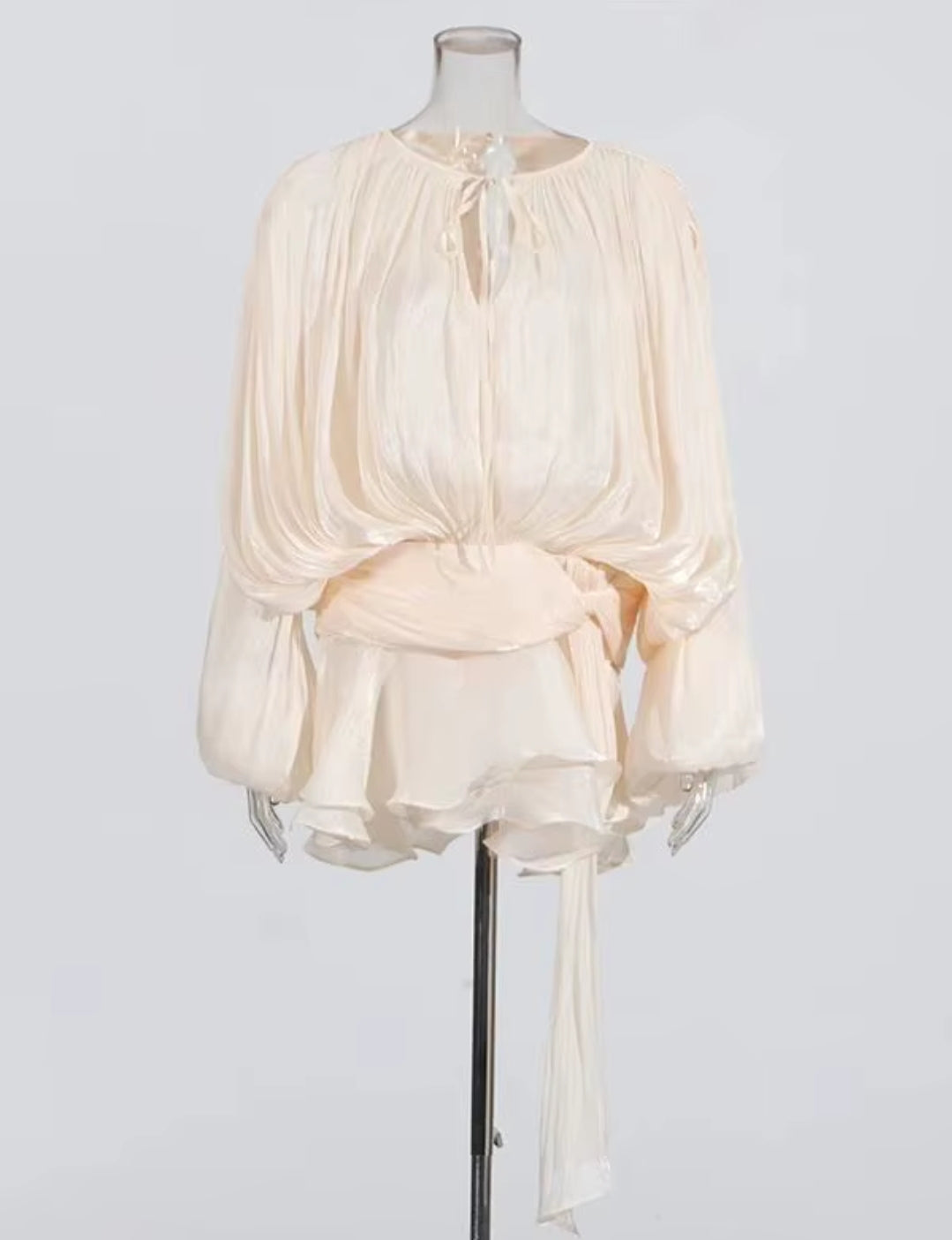 SUNSET WHISPER PLEATED MINI DRESS