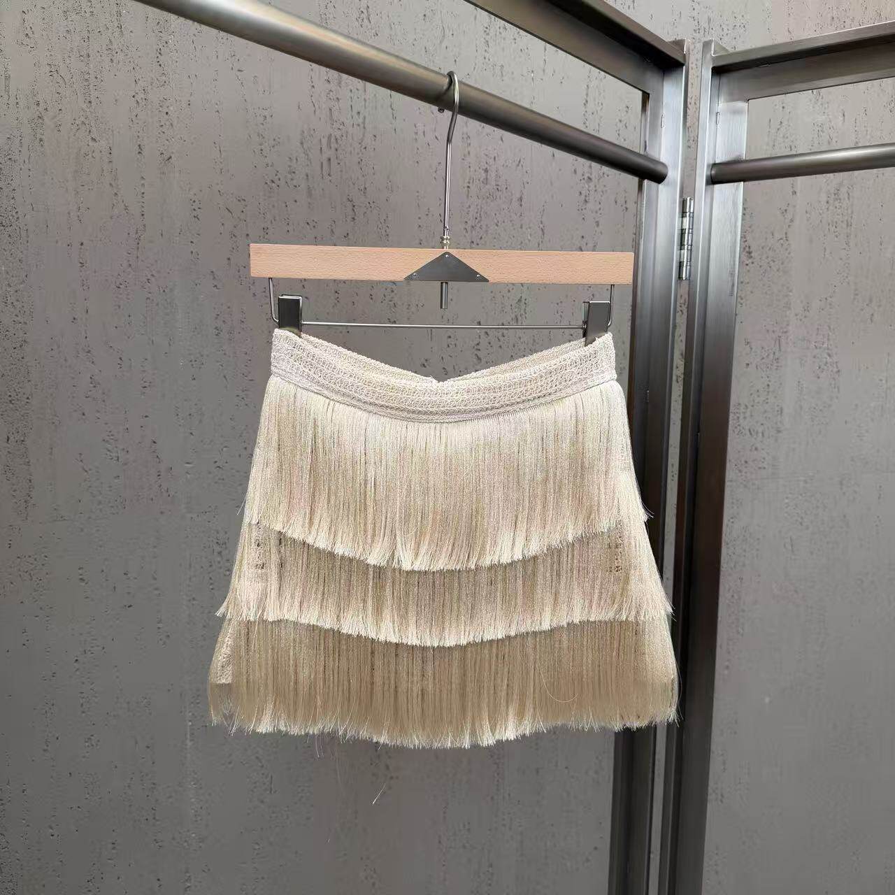 IVORY CASCADE FRINGE SKIRT