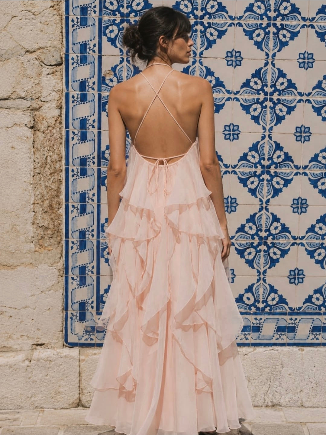 AVELINE RUFFLE DRESS - LIGHT PINK