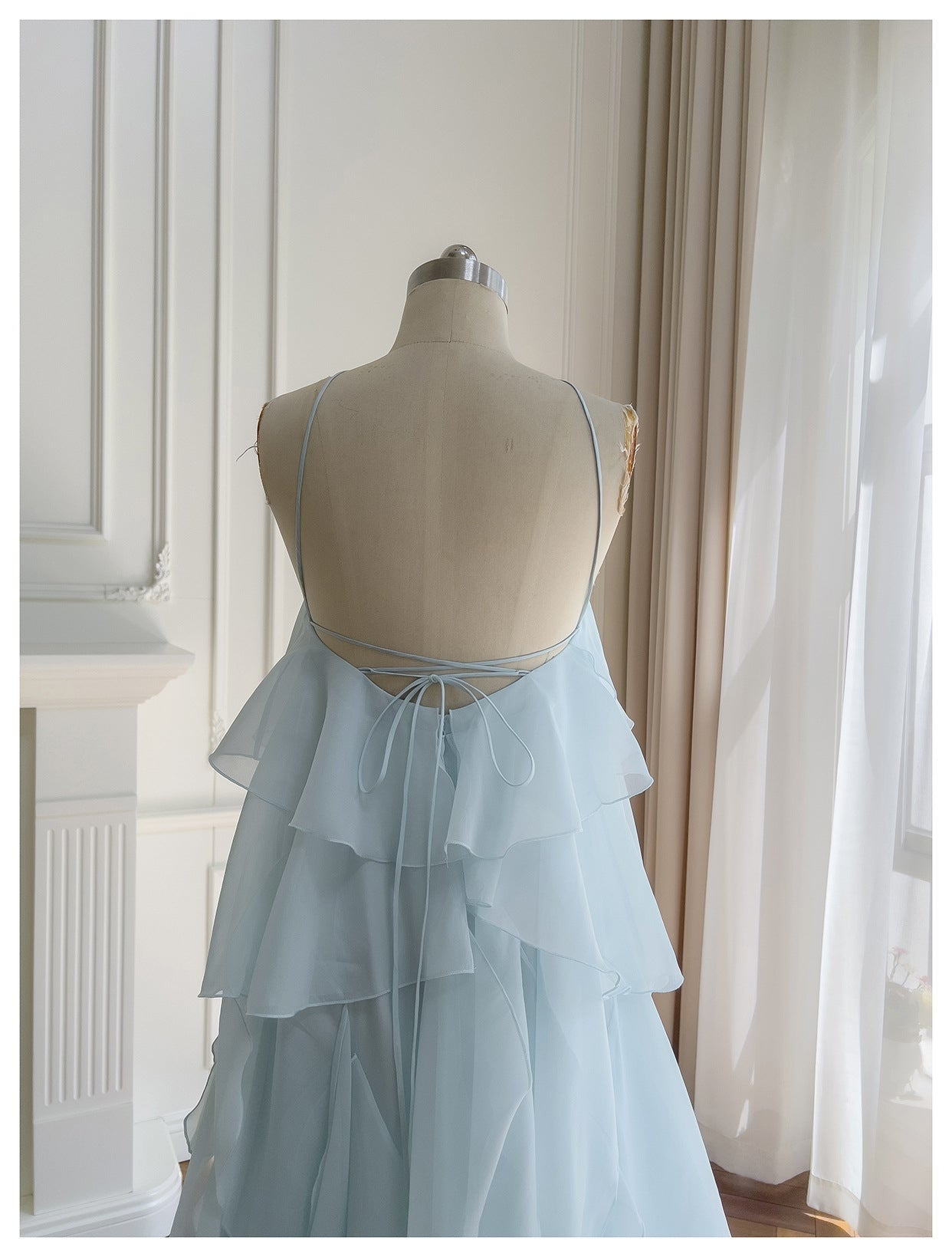 AVELINE RUFFLE DRESS - BLUE
