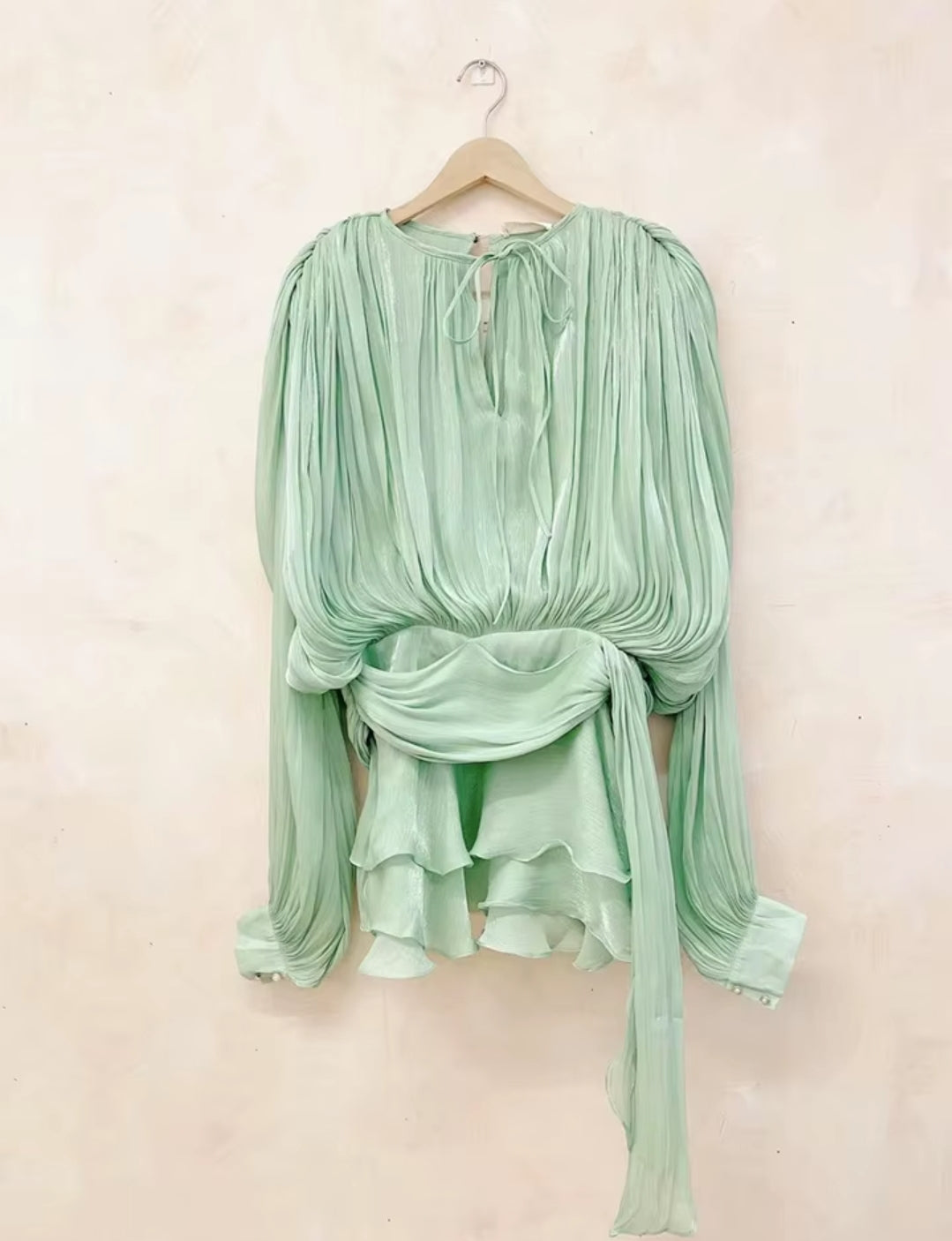 SUNSET WHISPER PLEATED MINI DRESS