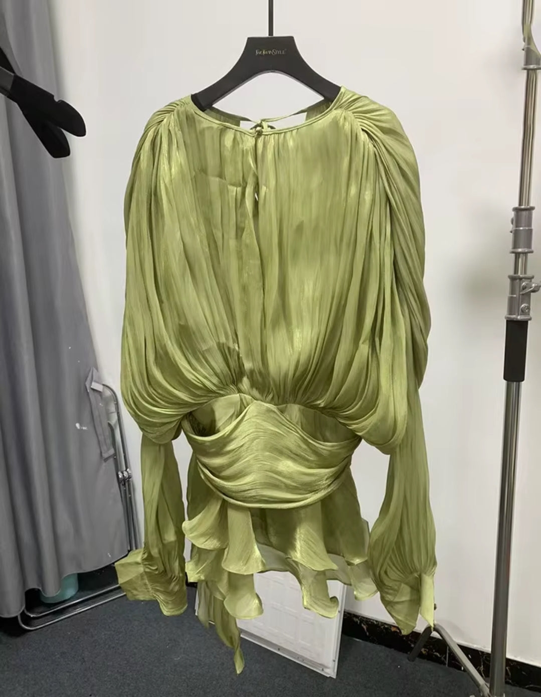 SUNSET WHISPER PLEATED MINI DRESS
