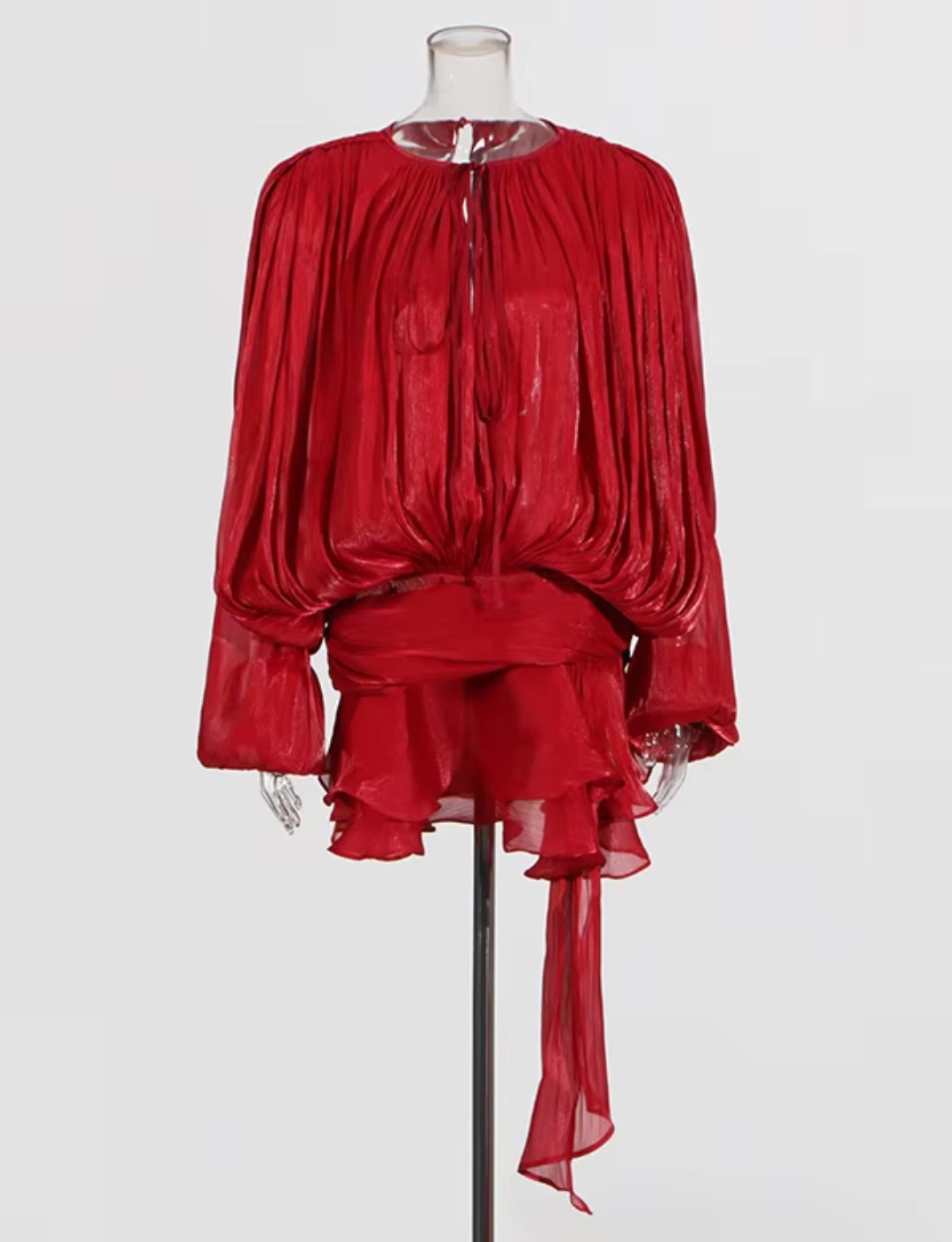 SUNSET WHISPER PLEATED MINI DRESS