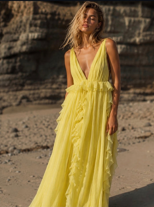 THE OCEAN MUSE DRESS - YELLOW