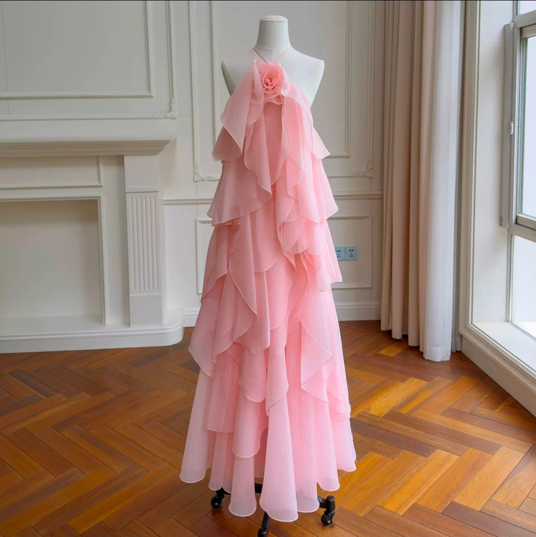 AVELINE RUFFLE DRESS - PINK