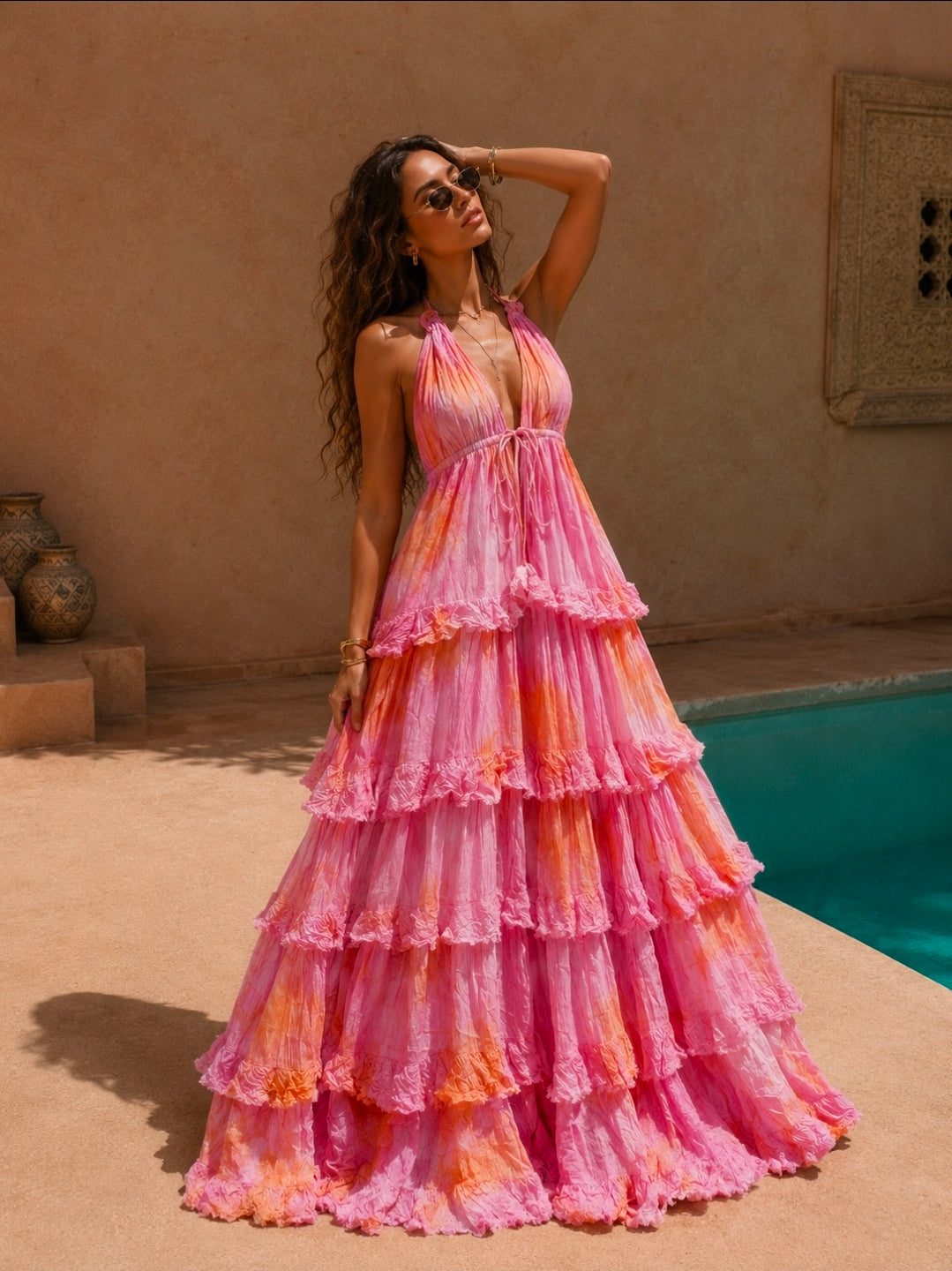 OCEANA RUFFLE DRESS - PINK