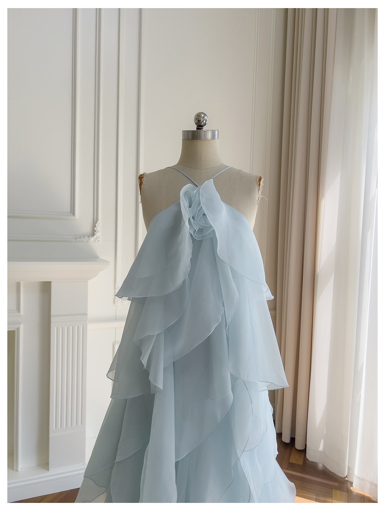 AVELINE RUFFLE DRESS - BLUE