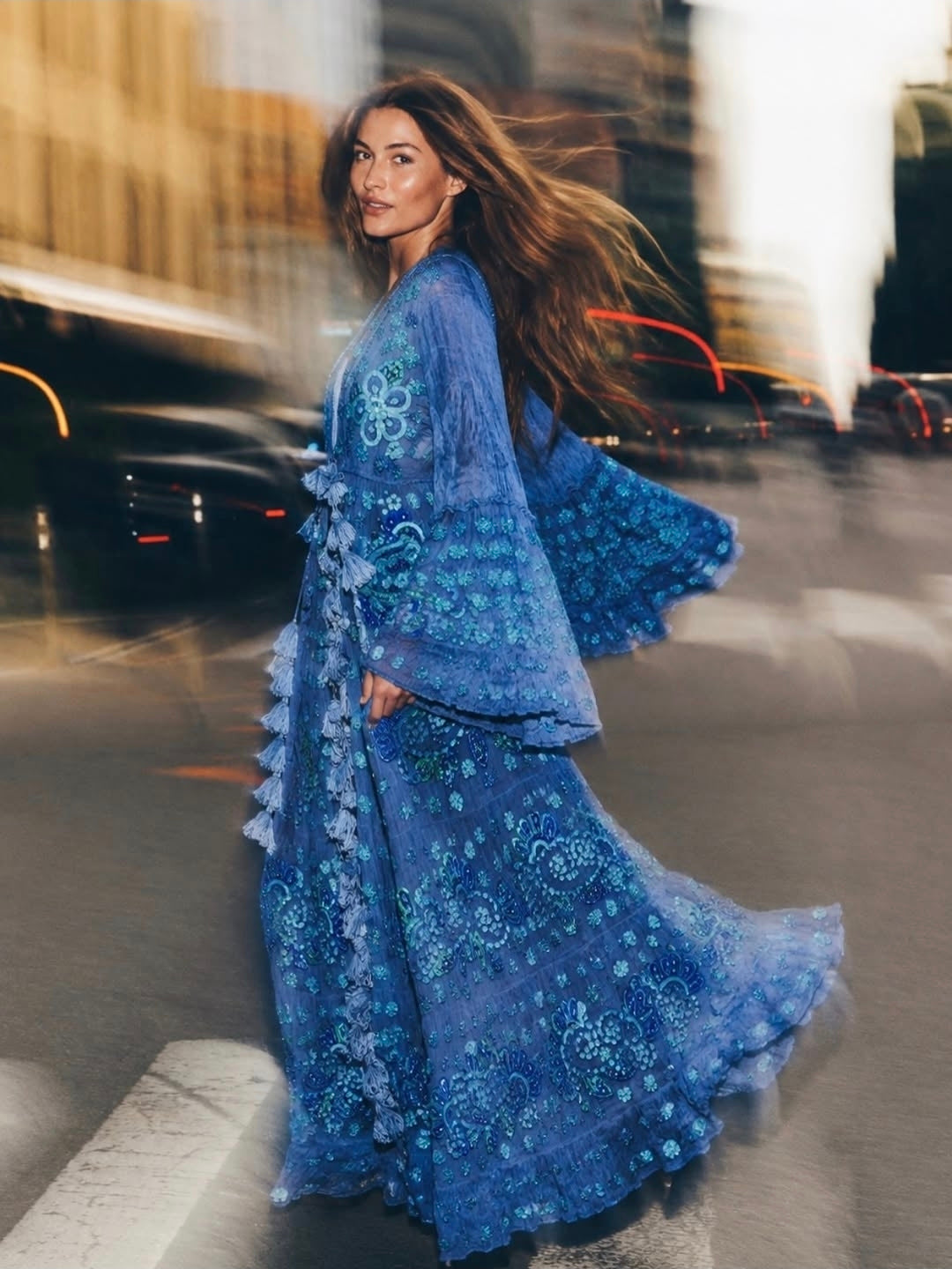 AZURE JEWEL EMBELLISHED KIMONO