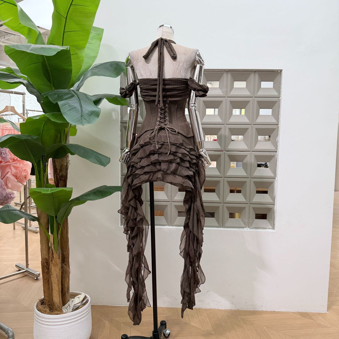 AVELINE RUFFLE SET - BROWN