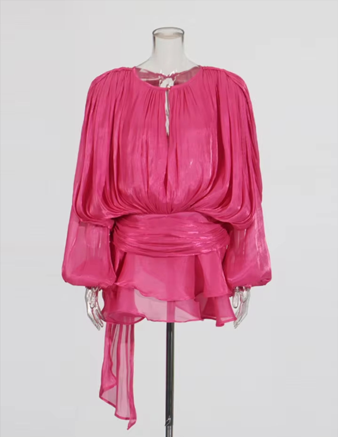 SUNSET WHISPER PLEATED MINI DRESS