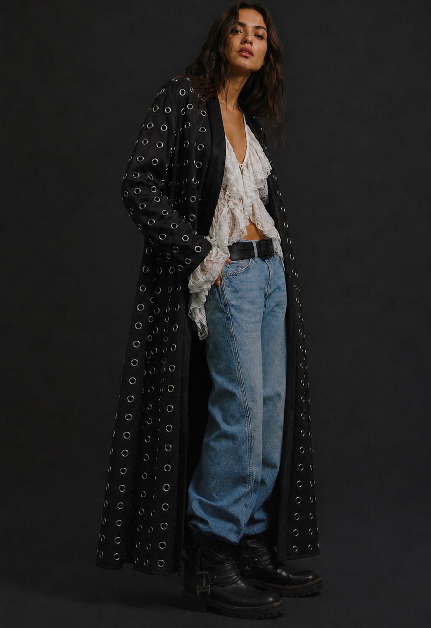 THE ONYX EYELET KIMONO